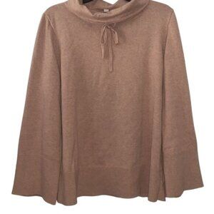 Loft Outlet Womens Cowl Neck Sweater Large 100% Cotton Beige Machine Washable Fa